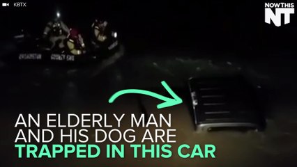Emergency Workers In Texas Save Man And His Dog From Flood