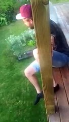 Drunk tries action-filled jump fails