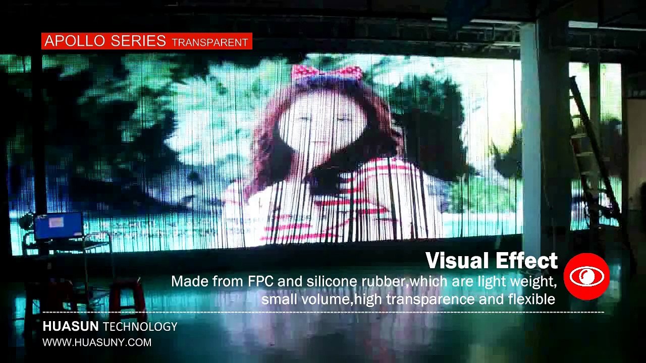 Huasun APOLLO Transparent LED Strip LED Screen transparent led curtain p20 p25