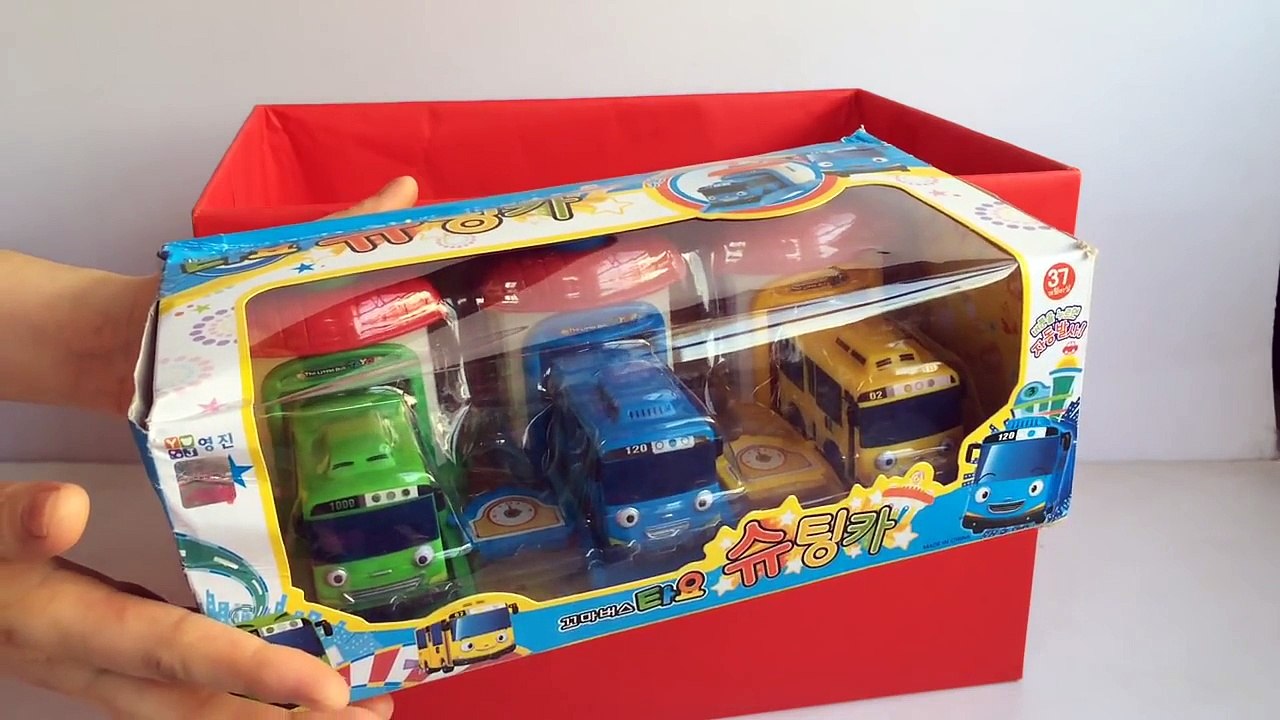Tayo The Little Bus Shooting Garage Launchers Bus Car Rogi Lani - Unboxing Demo Review