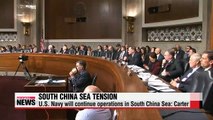 U.S. says it will continue naval operations in South China Sea