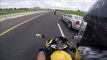Crazy unexpected biker overtaking friends at high speed