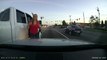 F350 Truck runs into BMW and Woman punches and spits on it! USA Road Rage