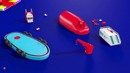 Dibujos de transportes para niños en español. Juego de construcción  el remolcador. Learn Spanish