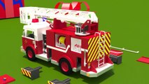 Juego de construcción  un camión de bomberos. Dibujos animados de camiones para niños en español.