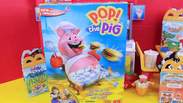 Pop The Pig Game with McDonalds Surprise Toys and Burger Eating Pig Surprise Blind Bags