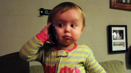 Baby Talks to Dad on Phone - Funny Babies