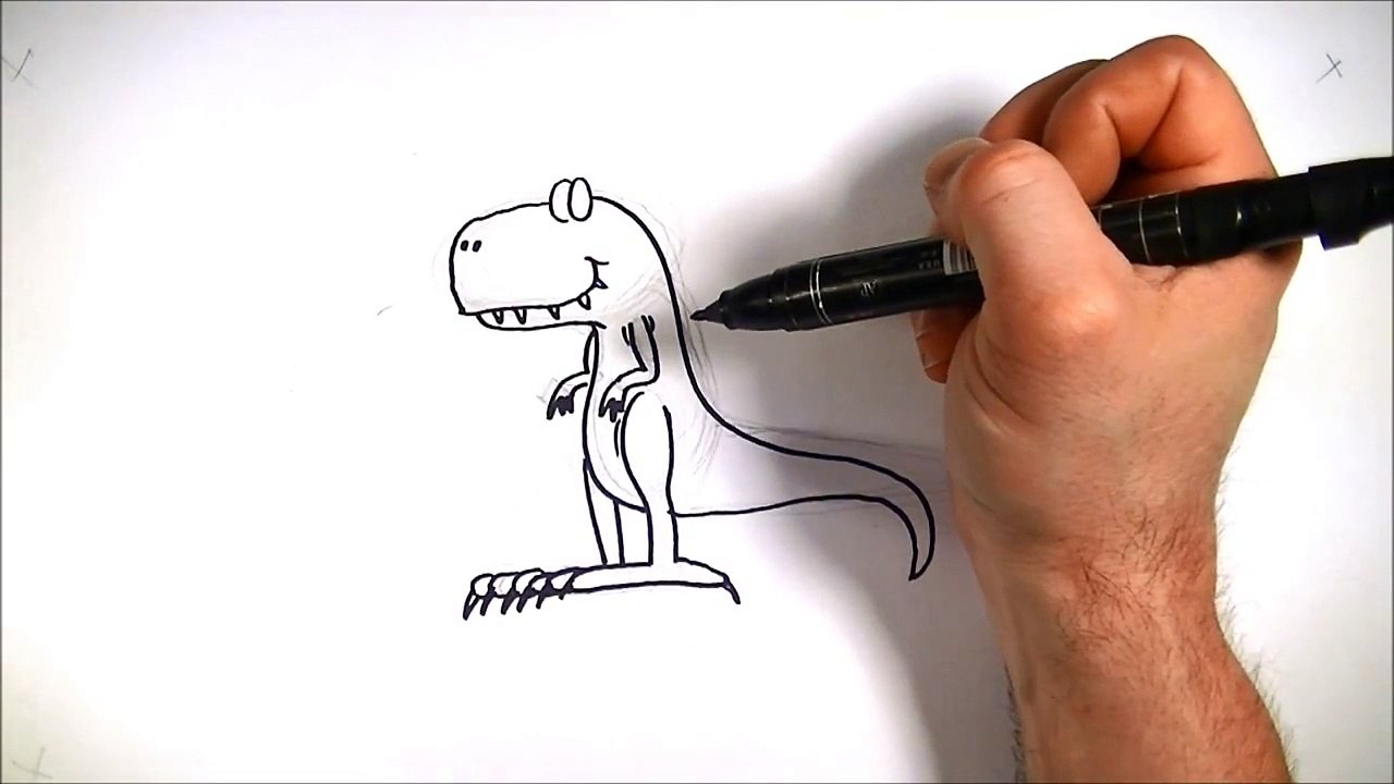 Simpletoons - How to draw a cartoon Tyrannosaurus Rex (T-Rex) and dragon
