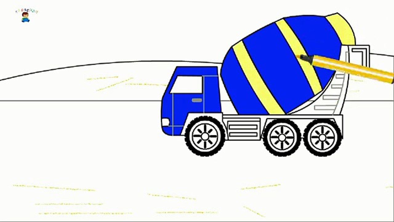 Rainbow Colors Book - Kids Learn Colours & Vehicles - Cement Truck! {}