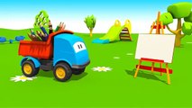 Children's 3D Cartoons - LEARN COLORS with Leo's FUEL TRUCK! Painting Lessons!