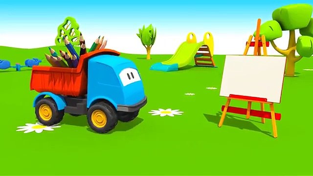Kid's 3D Construction Cartoons for Children - Leo Paints a CRANE ( )