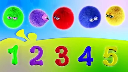 Kids Cartoons in 3D animation - Learn to Count -5 Color Furry Balls! {}