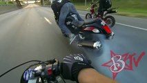 HAYABUSA Motorcycle STUNTS On Highway WHEELIES   DRIFTING BUSA GSXR 1300 Street Bike Stunt