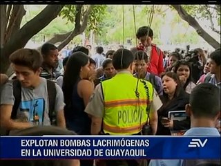 Explotan bombas lacrimógenas en Universidad de Guayaquil