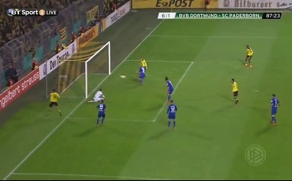 Lukasz Piszczek Goal - Dortmund 6 - 1 Paderborn - DFB Pokal - 28/10/2015