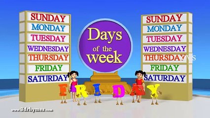 Days of the Week 3D Animation English Nursery rhyme for children