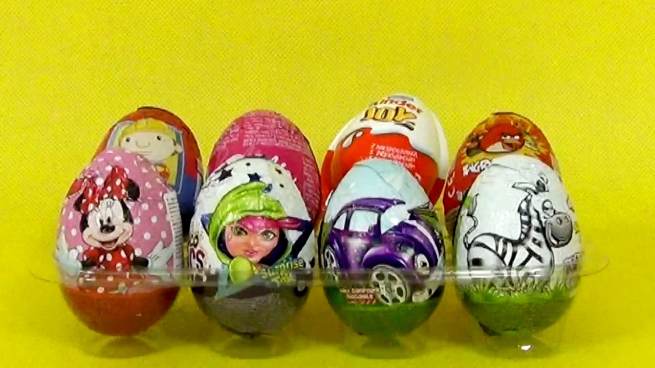 8 Kinder Surprise Eggs Joy! Barbie, Minnie, Bob, Angry Birds, Animals by TheSurpriseEggs