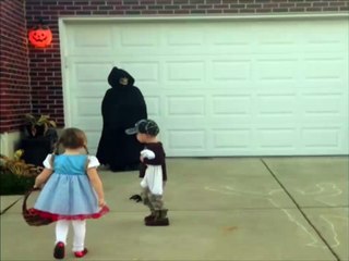 Scared Trick or Treater Peaces Out