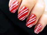 Easy Candy Cane Nail Art