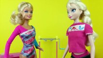 Frozen Barbie Gymnastics Class PART 1 Elsa Kids Chelsea Doll Gymnast Set Parody DisneyCarT