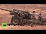 Smoke and fire: Syrian Army strikes rebel troops in the town of Morek