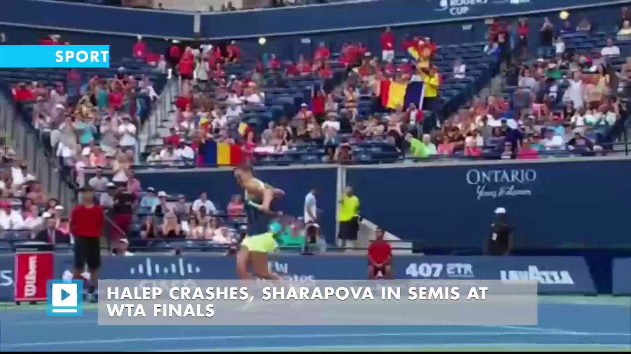 Halep crashes, Sharapova in semis at WTA Finals