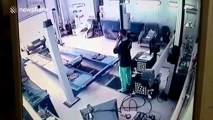 Driver accidentally crashes into a service station