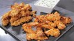 Dorito Chicken Fingers with Blue Cheese Dip