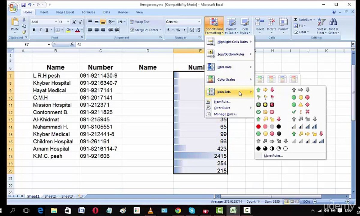 005 MS Excel Home Menustyles in Urdu and Hindi