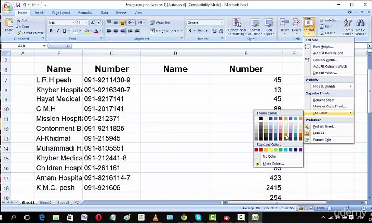 006 Ms Excel Home menu Cells Editing in Urdu and Hindi