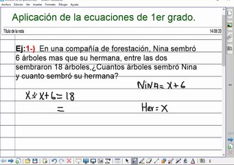 Aplicacion en la vidad real de las ECUACIONES de 1er grado