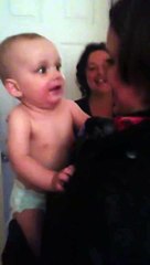 My 10 Month Old Son Meets My Wifes Twin For The First Time - Funny Babies