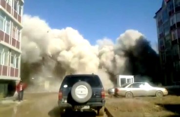Russian Building Falls Over After Wind Gust