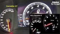 0-200 km/h : Corvette C7 Stingray VS Porsche 911 Carrera S (Motorsport)