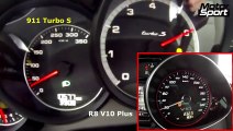 0-250 km/h : Porsche 911 Turbo S VS Audi R8 V10 Plus (Motorsport)