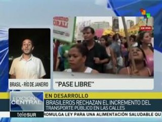 Brasileños rechazan incremento del transporte público