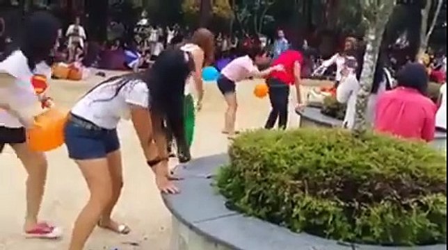 Girls Hip Thrusting Balloons Popping Fun and Game