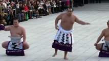 Top sumo wrestlers stomp in new year