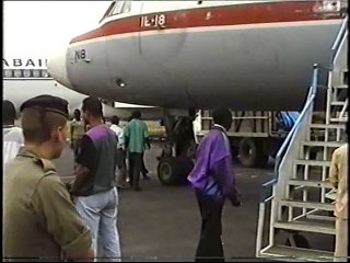 1994, Goma (Zaire) visite d'avions (Hercule, Il 18, AN 124..)