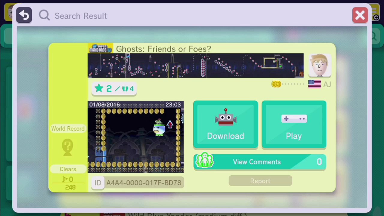 Super Mario Maker - Viewer Levels - Name: "Ghosts: Friends or Foes?" - ID: A4A4-0000-017F-BD78