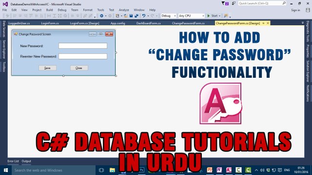 P(7) - C# Access Database Tutorials In Urdu - Change Password Functionality