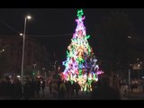 Napoli - Natale, albero multicolore in Piazza Municipio (09.12.15)