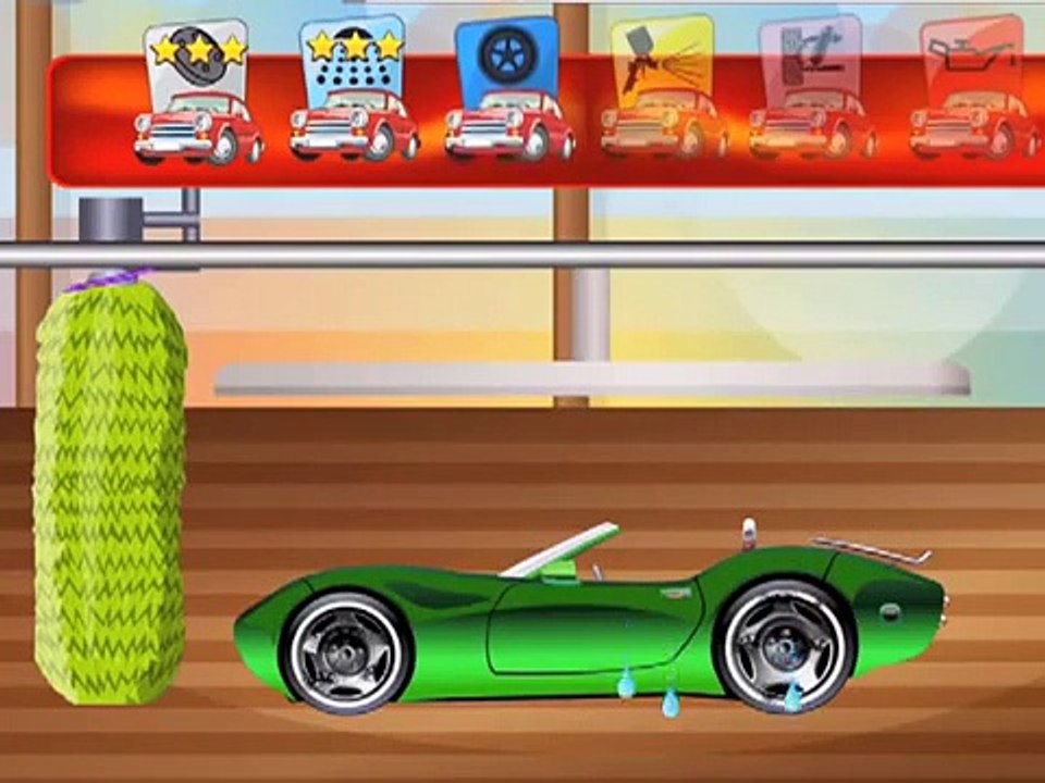 мультик игра про машинки- автомойка для машин зеленый автомобиль / car wash machine for green car