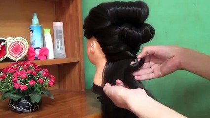 hair braided bun hairstyle beautiful, simple, cute for school outings to the party office