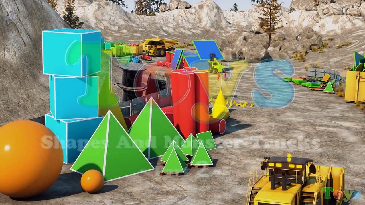 Learn Shapes At the Construction Site - Learn Shapes And Race Monster Trucks - TOYS (Part