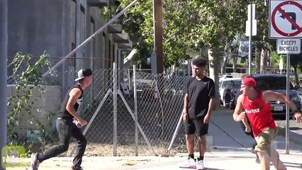 JUMPING PEOPLE IN THE HOOD PRANK!!!