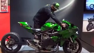 Kawasaki Ninja H2 Drag Bike And Ricky Gadson At NYC Motorcycle Show