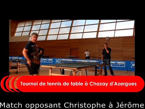 Match de tennis de table opposant Christophe à Jérôme