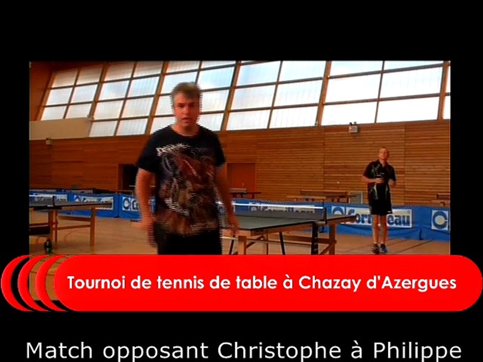 Match de tennis de table opposant Christophe à Philippe