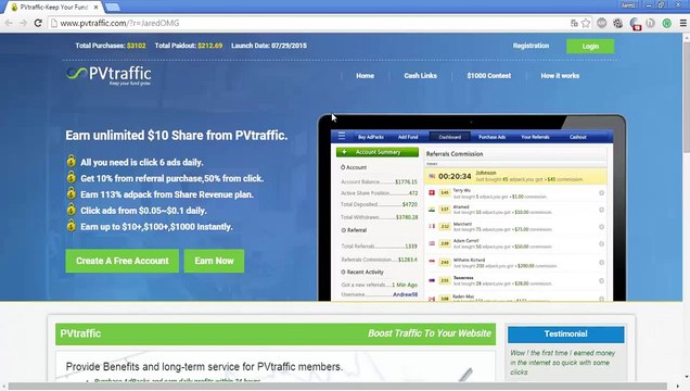 PV Traffic Nueva PTC - Como Funciona - Gana Dinero Rápido En Paypal - Agosto 2015